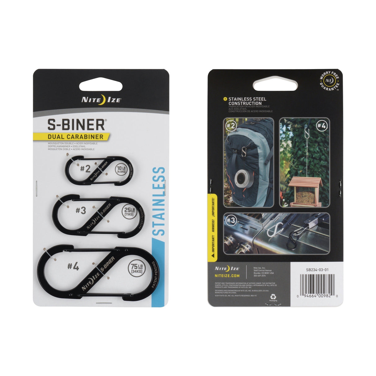 S-Biner® Stainless Dual Carabiner 3-Pack