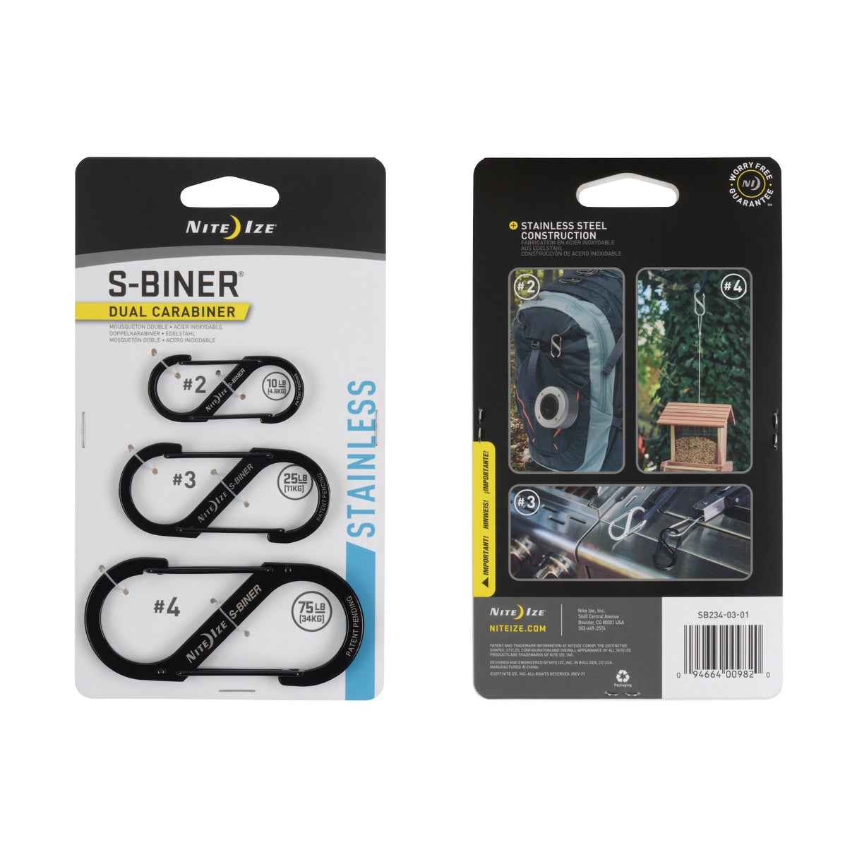 S-Biner® Stainless Dual 3-Pack - Karabiineri